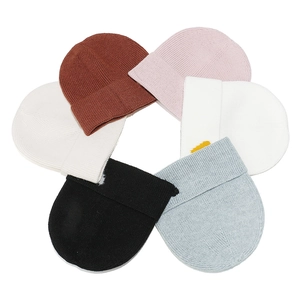 Winter knitted beanie hats in six solid colors with heart embroidery for men and women