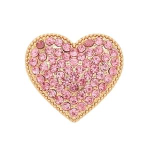 Golden heart charm with pink rhinestones and pearls for DIY shoe and phone case decor