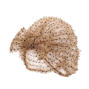 Turbant en maille à pois respirant pour femme avec un grand nœud décoratif élégant