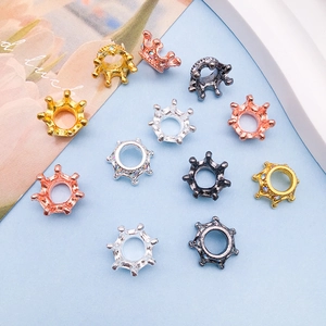 Colorful crown spacer beads with rhinestones for DIY bracelet jewelry making in multiple finishes