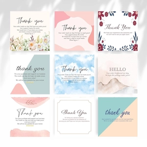 Square Thank You Cards And Happy Birthday Greeting Card Coated Paper Floral Watercolor Pattern Small Business Packaging Decor Cards
