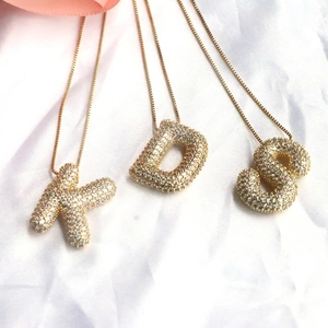 Classic 18K gold plated letter K D S pendants with micro-pasted zircons on box chains