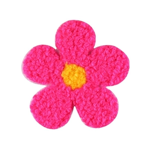 Pink and yellow sunflower chenille embroidery patch for DIY apparel and accessories