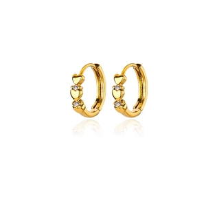 Minimalist 18K gold plated hoop earrings with sparkling heart and diamond pattern