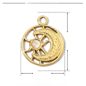 Detailed view of sun and moon pendant with dimensions and white opal inlay