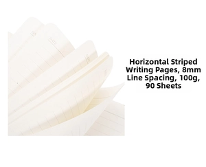 Detail of A5 notebook showing 100g cream lined inner pages with 8mm spacing