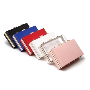 Transparent acrylic clutch bags in six colors with gold metal clasps for evening wear