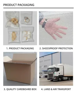 Protective shipping and packaging details for gold plated jewelry items.