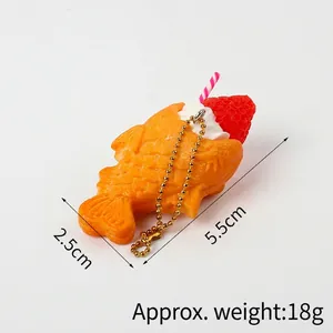 Realistic fish waffle keychain with strawberry cream filling 5.5cm in size