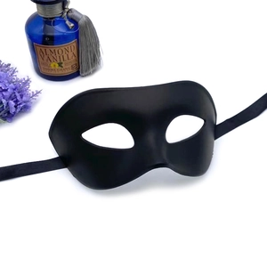 Classic black matte masquerade half-face mask for men with ribbon ties for parties