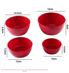 Size chart showing 4-piece plastic food container set with dimensions from 10cm to 16cm