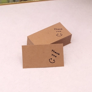 Brown kraft paper earring display cards with smiley face and Thank You print