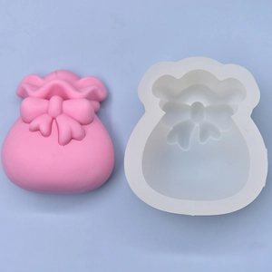 Lucky bag silicone mold for DIY baking and cake decorating with bow design