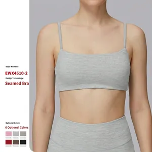 Reggiseno Sportivo Spazzolato Donna Spalline Sottili Doppie Yoga Fitness Corsa Intimo Poliestere Elastan Activewear Top