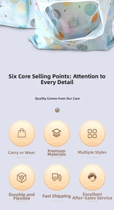 Close-up of lightweight foldable 190T polyester shopping bag with sunflower pattern