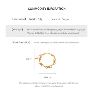 Detailed size chart for retro floral hollow bracelet showing length of 20cm and weight 3.7g