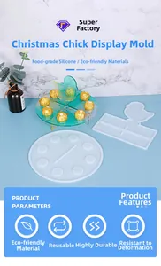 Macro detail of Christmas chick resin tray mold made of flexible food-grade silicone