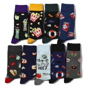 Novelty Crew Socks Cotton Blend Funny Food Pizza Beer Popcorn Pattern Fun Trendy Casual Hosiery For Men Women