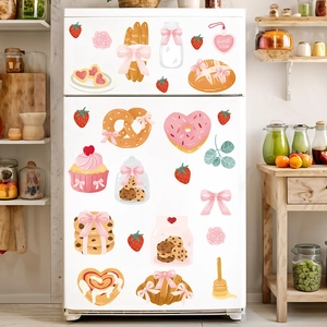 Stickers muraux de desserts et fruits avec donuts et fraises dans une cuisine