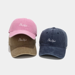 Lot de trois casquettes de baseball en coton lavé avec broderie New York de style vintage