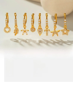 Détails de bijoux de nez en cuivre et zircon avec pendentifs croix et étoile