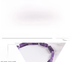 Detailed spec chart of handmade natural amethyst and rose quartz beaded bracelets