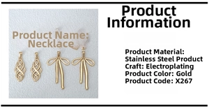 Macro shot of 8 golden stainless steel bow pendants and knots for DIY jewelry making