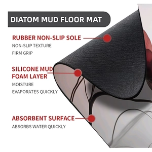Detail of multi-layer quick-dry bath mat with anti-slip rubber base and absorbent foam
