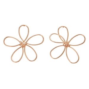 Minimalist metallic hollow twisted flower stud earrings in elegant gold finish