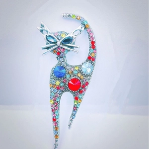 Vintage Cat Brooch Alloy Rhinestone Enamel Animal Shape Pins Jewelry For Women Men Clothing Decor Gift Accessory