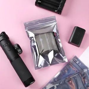 Anti Static Zip Lock Bags Aluminum Foil Plastic Metallic Resealable Semi Transparent Shielding For Electronic Components