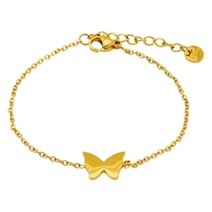 Elegant gold stainless steel butterfly pendant bracelet with a minimalist thin chain