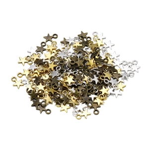 Star-shaped alloy charms for DIY jewelry in gold silver and bronze finishes