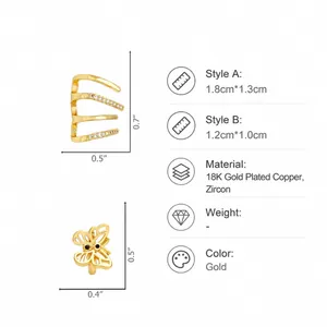Tabella taglie per orecchini a farfalla placcati oro 18K con misure e materiali