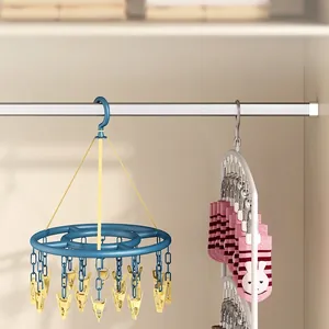Vertical multi-layer baby clothes hanger with clips for socks and closet organization