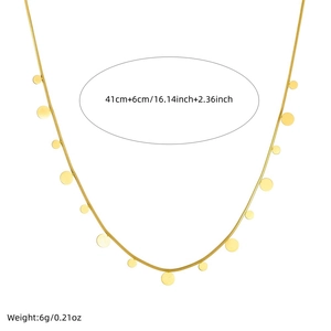 Minimalist gold plated necklace with circular pendants and adjustable chain length