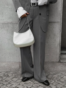 Women High Waist Wide Leg Suit Pants Polyester Blend Straight Loose Fit Office Business Commute Trousers