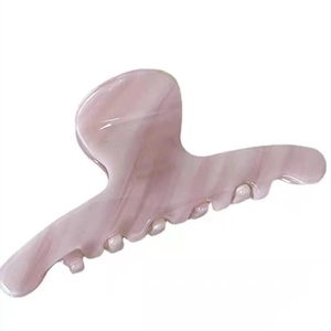 Pink marble gradient acetate hair claw clip for elegant French style hairstyles
