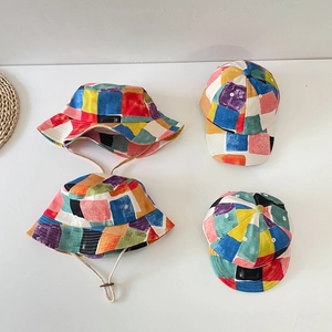 Kids Baseball Cap Bucket Hat Cotton Polyester Patchwork Color Block Adjustable Sun Protection For Boys Girls