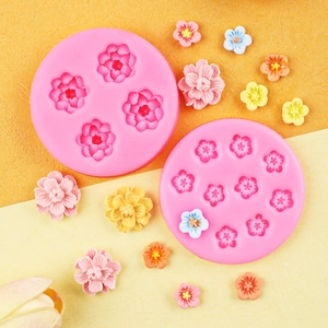 Stampi in silicone rosa con motivi floreali per decorazione torte e artigianato fai da te