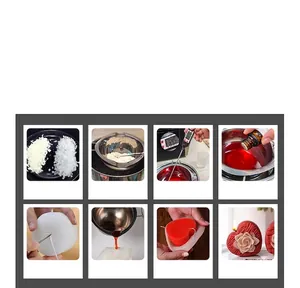 Step-by-step guide for DIY woven heart candle silicone mold with wax mixing ratios