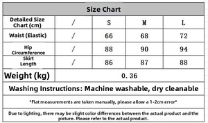 Tabella taglie per set cardigan e gonna jacquard con misure di vita e fianchi in cm