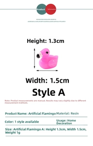 Macro view of miniature pink resin flamingo decor with dimensions 1.3cm by 1.5cm