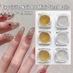 Goldene und silberne 0,4mm bis 0,8mm Metallperlen für professionelles 3D-Nailart-Design