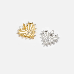 S925 sterling silver heart pendants in gold and silver finish with sparkling stones
