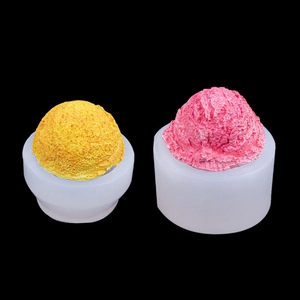 Silicone mold set for ice cream scoops and textured ruffle dessert shapes for DIY candles
