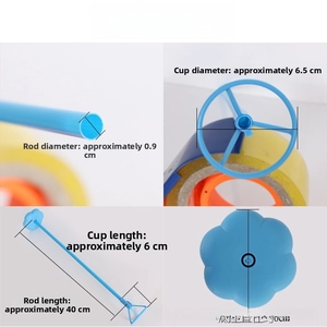 Balloon table stand components with 40cm blue rod, holder cup, and flower base measurements