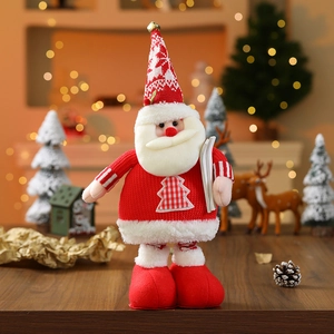 Detail of Christmas Santa gnome with knitted texture and plush beard in a festive setting