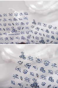 Détail d'autocollants transparents pour ongles avec motifs de gribouillis spatiaux