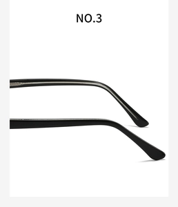 Detail of black eyeglass temple showing high-quality core and rounded ear hook NO.3